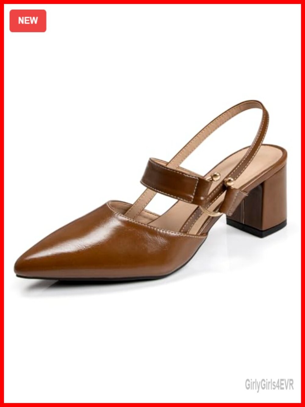 Women's Slingback Pumps Pointy Toe 2 Inch Block Heel Dressy Mule